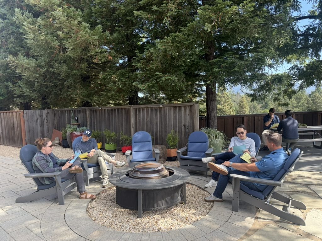 A fire pit circle conversation